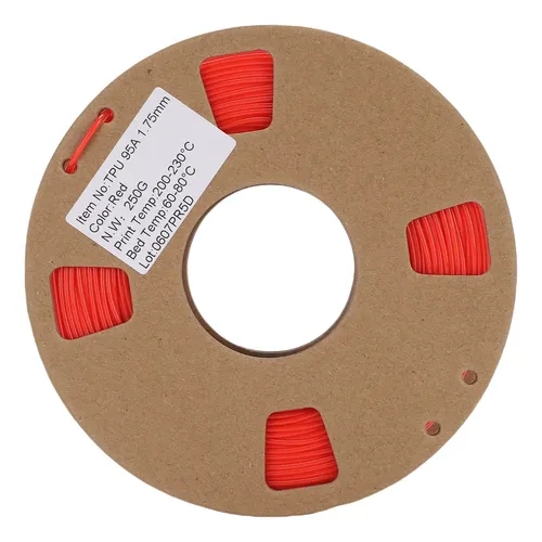 Filamento De Impresora 3d Rojo Rojo 95a, 250 G, 1,75 Mm, Tpu