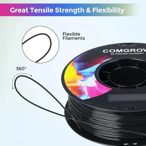 Fiamento En U, 1.75 Mm, 95 A, Flexible, Impresora 3d Flexibl Negro