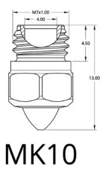 Pico Acero Inoxidable Mk10 Rosca M7 Filamento 1.75 X 0.6mm