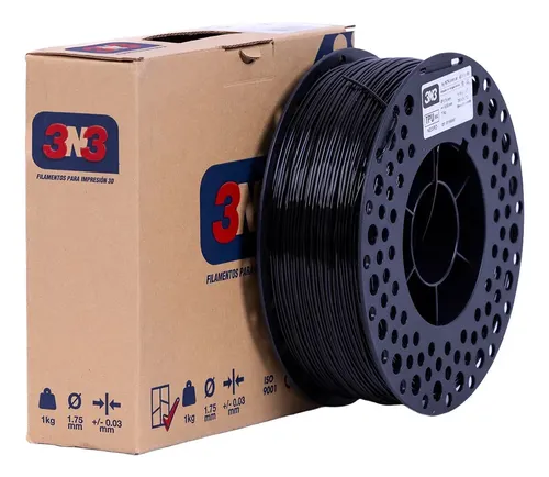 Filamento 3d 3n3 Tpu 1.75mm 1kg Flex Flexible Impresora 3d Negro