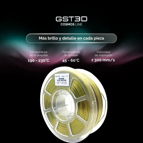 Filamento Pla+ Silk High Speed Gst3d Cosmos 1kg 1.75mm Bronze