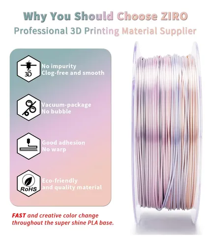 Filamento Ziro Pla 3d, Cambio De Color Gradiente, 1kg Earth Tone(silk)