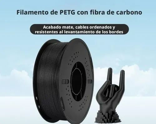 Filamento 3d Petg Fibra De Carbono Negro Alta Resistencia