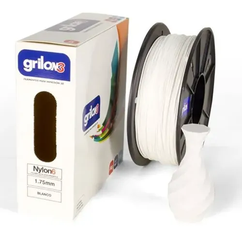Filamento 3D Grilon3 Nylon 6 1.75mm 1kg Blanco para Engranajes