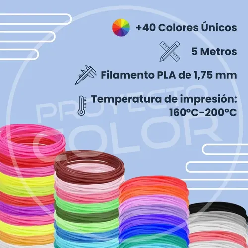Filamento PLA 1.75mm 5m x10 Colores Para Lápiz 3D Compatibles GST3D