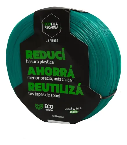 Filamento Hellbot Ecofila Recarga Pla 1,75mm 1kg V2 Color Esmeralda Traslucido