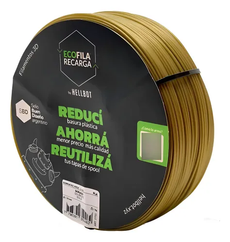 Filamento Hellbot Recarga Pla 1kg Dorado