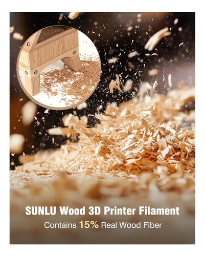 Filamento Pla Fibra De Madera Sunlu, Auténtico, Enrollado Real Wood Fiber Walnut