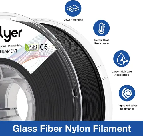 Filamento Nylon Negro Con Fibra De Vidrio 3d 1kg