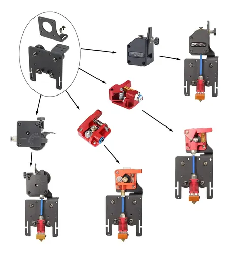 Kit Extrusor Doble Y Placa Aluminio Para Impresora 3d