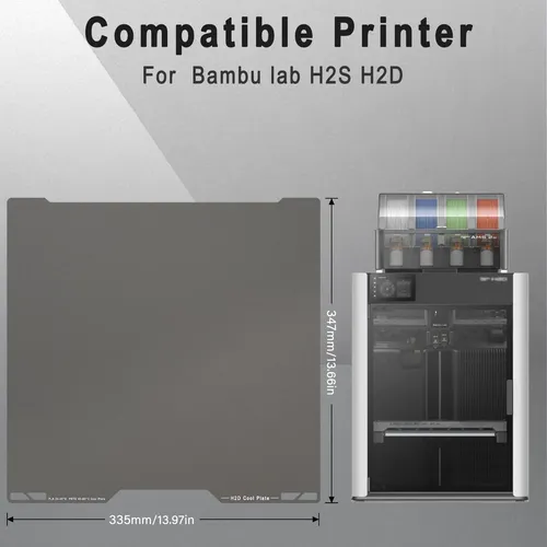 Placa De Impresión Para Bambu Lab H2s H2d 35.5×34.6cm