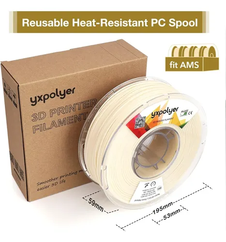 Filamento Nylon Pa6 Con Fibra De Vidrio Blanco 3d