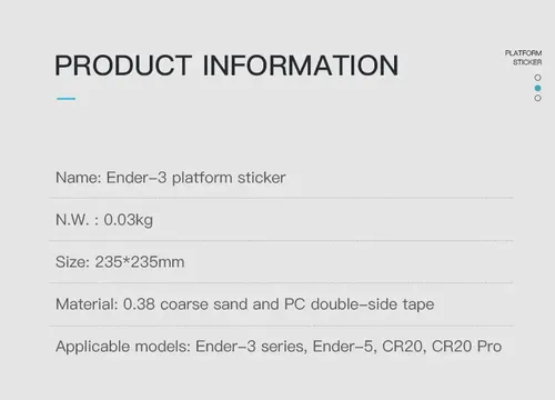 Adhesivo Cama Caliente Creality235x235x1mm Para Ender-3