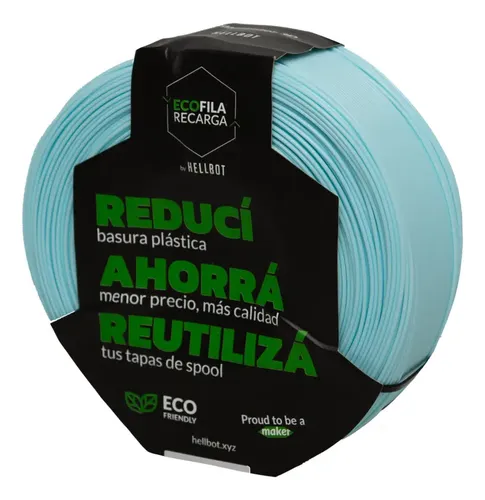 Filamento Hellbot Ecofila Recarga Pla 1,75mm 1kg V2 Color Celeste Pastel