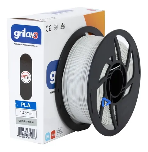 Filamento 3D Grilon3 PLA de 1.75mm y 1kg gris espacial