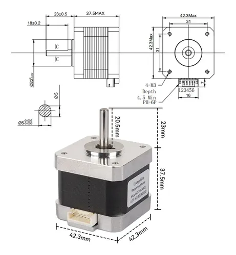 Impresora 3d Nema 42 Stepper Motor+cable Xh2.54 17hs4401 38