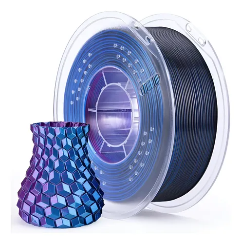 Filamento 3d Pla Silk 1.75mm X 1kg Elegoo Color TRICOLOR – AZUL VIOLETA NEGRO