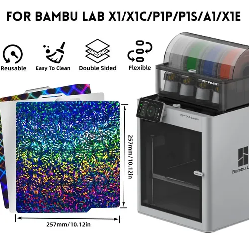 Impresora 3d Grid + Rainbow Gear Cool Build Plate Para Bambu