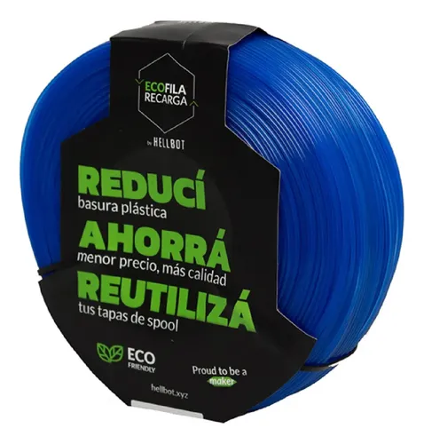Filamento Pla Hellbot Ecofila Recarga 1kg Sin Spool 1.75mm Color Zafiro Traslúcido