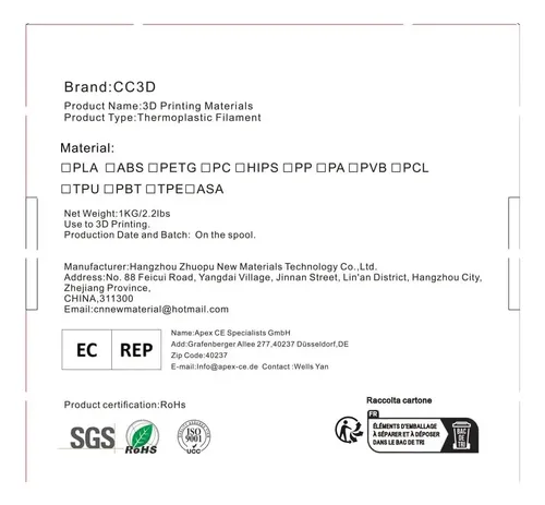 Cc3d Max Filamento Pla Fluo Verde 175 Mm 1 Kg Impresora Fdm