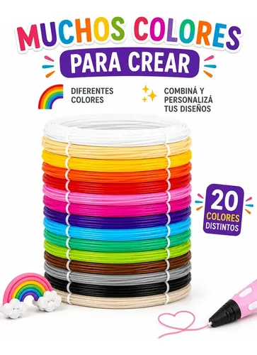 Repuesto Filamento Pla Lapiz 3d X100m 20 Colores