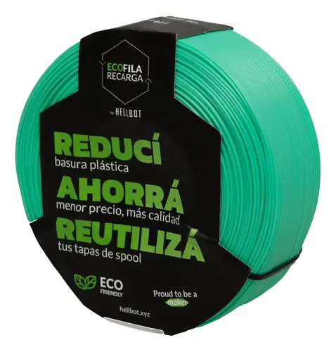 Filamento Hellbot Ecofila Recarga Pla 1,75mm 1kg V2 Color Menta Pastel