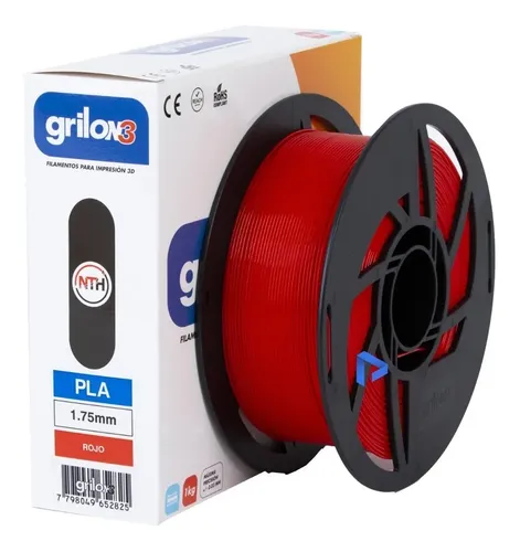 Filamento 3D Grilon3 PLA de 1.75mm y 1kg rojo