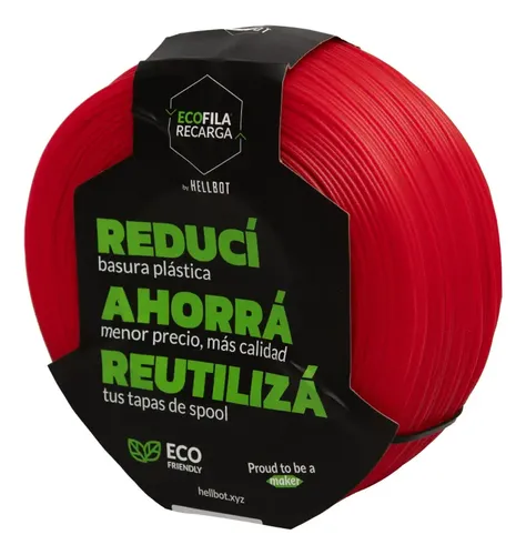 Filamento Hellbot Ecofila Recarga Pla 1,75mm 1kg V2 Color Rubi Traslucido