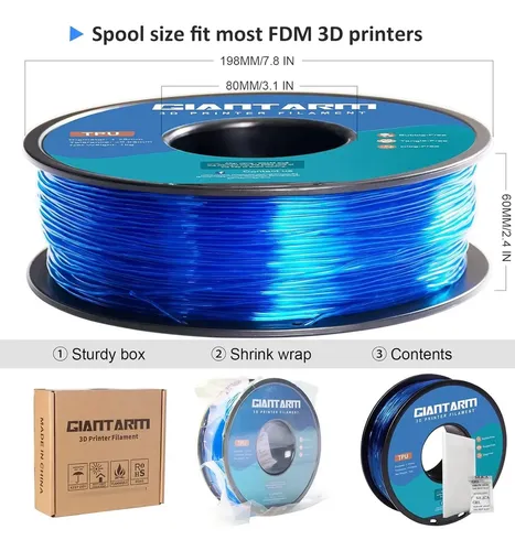 Filamento Tpu Flexible Azul 1 75mm 1kg Para Impresora 3d