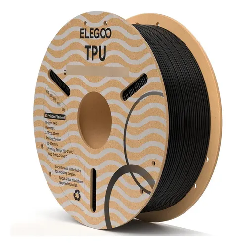 Filamento De Tpu Flexible Elegoo 1,75 Mm 1 Kg Color Negro Black