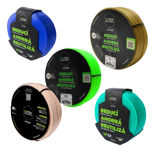 Pack X5 Filamento 3d Pla Hellbot Ecofila Recarga Lock 1kg