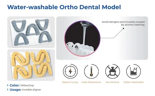 Resina Creality Lavable Al Agua Modelo Dental Amarilla 1kg
