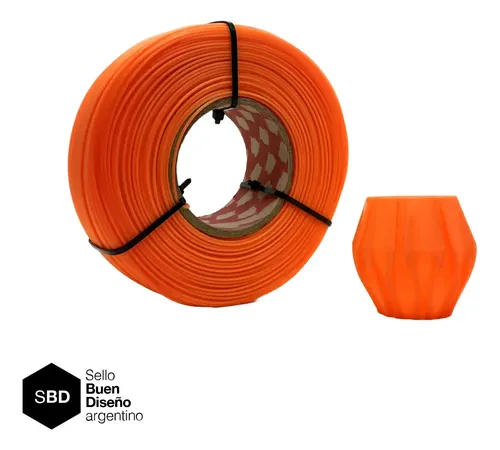 Filamento Pla Hellbot Ecofila Recarga 1kg Sin Spool 1.75mm Color Naranja Fluo Uv