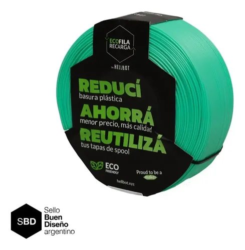Filamento Pla 1.75mm Hellbot Ecofila – 1kg – Impresion 3d Color Menta Pastel