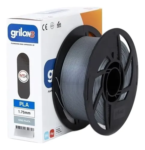 Grilon3 Filamento Pla 1.75mm 1kg Impresora 3d Color Gris Plata