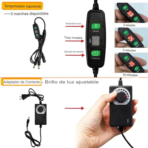 Kit Led Curado Uv Impresora 3d Plato Giratorio Temporizador