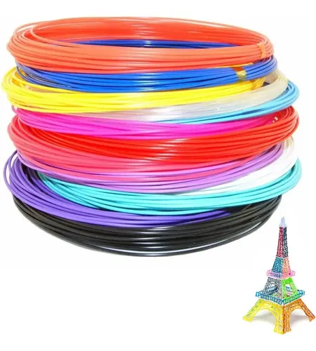 10 Filamentos Colores Repuesto Lapiz 3d 5 Metros 1.75mm Pla