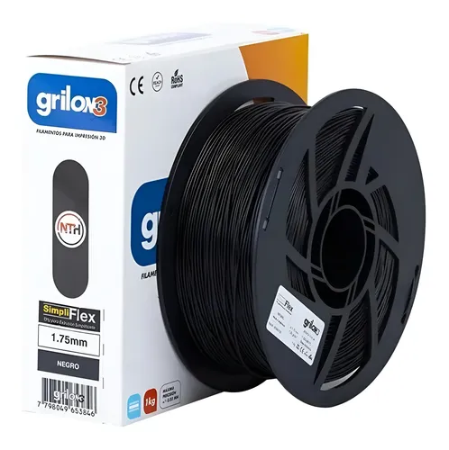Filamento Flex Negro 1.75mm Grilon3 Simpliflex 1kg Para Tpu