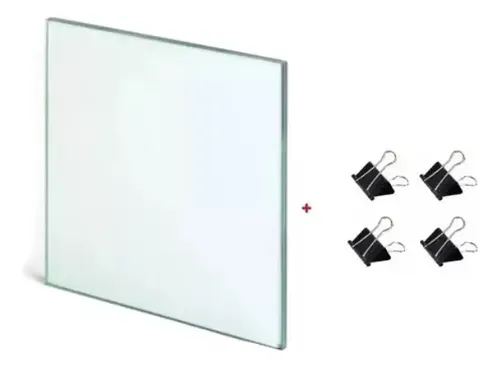 Kit Vidrio Cama Caliente + Pinza Clip 4 U. :: Impresion 3d