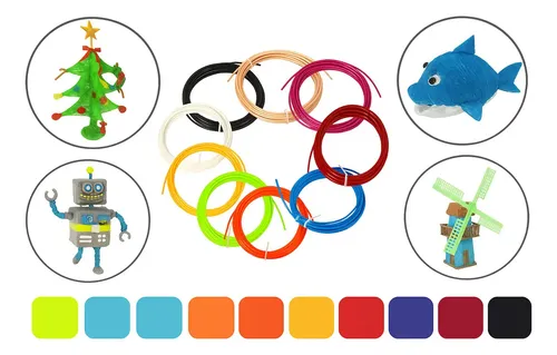 Filamento PLA Yydsmart 1.75mm Pack 10 Colores x10m Para Lápiz e Impresora 3D