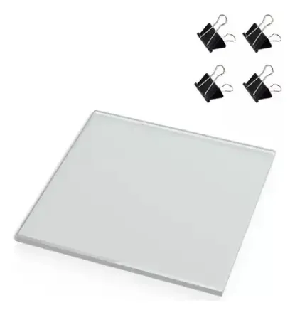 Kit Vidrio Cama Caliente + Pinza Clip 4 U. :: Impresion 3d