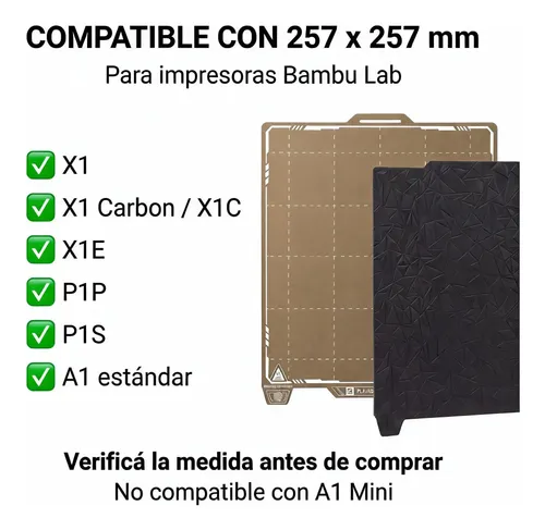 Placa Pei Peo Bambu Lab X1 P1 A1 257×257 Insurprint