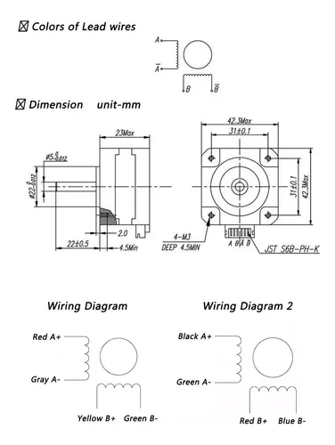 Motor Paso A Paso Nema 17 42mm 1 5a 2 Fases Con Cable