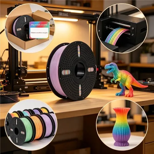 Filamento Pla Plus Mate Arcoiris 1 75mm 1kg Bambu 3d