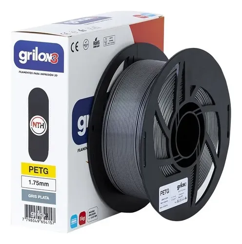Filamento Petg 1.75mm Grilon3 Impresora 3d Colores Color Gris plata