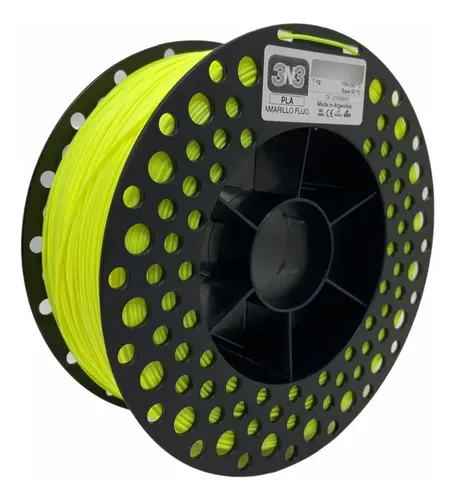 Filamento Pla 3n3 1.75mm 1kg Color Amarillo Fluor impresion 3d