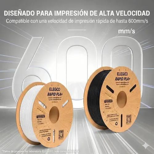 Filamento Rapid Pla Plus Elegoo Diámetro 1,75mm 1kg 600 Mm/s Color Negro
