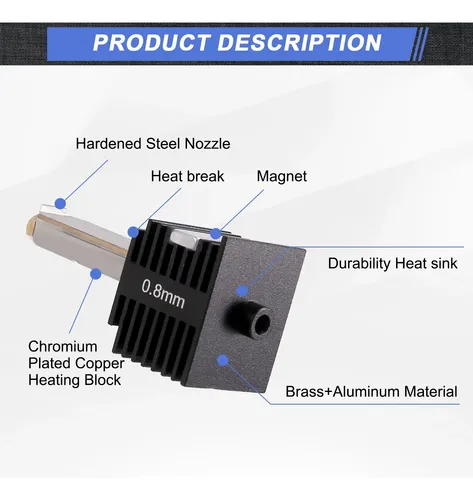 Kit Hotend Para Conjunto De Boquillas A1 Hot End 0.8