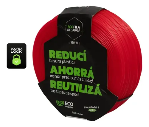 Filamento PLA Hellbot Rubi Traslúcido 1.75mm 1kg Recarga LOCK Impresora 3D
