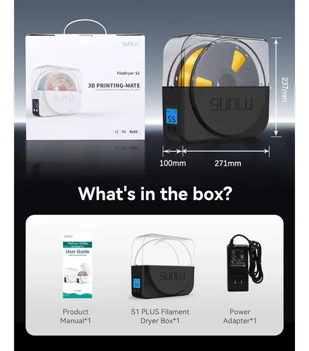 Caja Secadora De Filamento Sunlu S1 Plus Para Impresora 3d